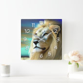 Ethereal Majestic Lions Quadratische Wanduhr (Zuhause)