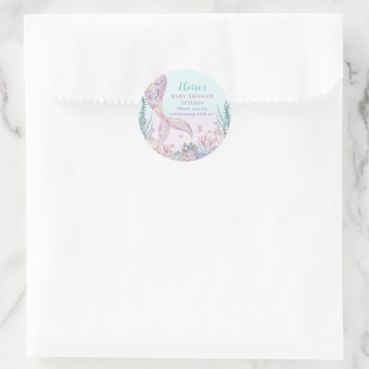 Ethereal Meerjungfrau unter der Sea Baby Dusche Runder Aufkleber (Tasche)