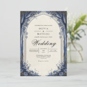 Ethereal Midnight Arch Wedding Einladung (Stehend Vorderseite)