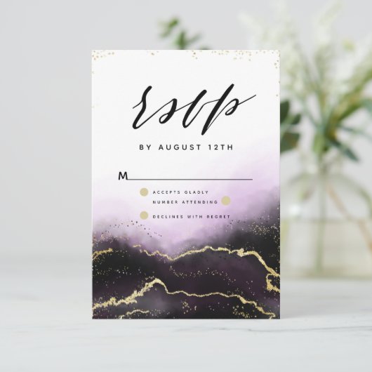 Ethereal Mist Ombre Amethyst Gilded Moody UAWG RSVP Karte (Stehend Vorderseite)