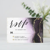 Ethereal Mist Ombre Amethyst Lila Moody Wedding RSVP Karte (Stehend Vorderseite)