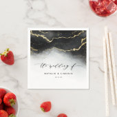 Ethereal Mist Ombre Black Moody Wedding Monogram Serviette (Beispiel)