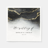 Ethereal Mist Ombre Black Moody Wedding Monogram Serviette (Vorderseite)