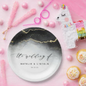 Ethereal Mist Ombre Black Watercolor Moody Wedding Pappteller (Party)