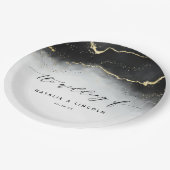 Ethereal Mist Ombre Black Watercolor Moody Wedding Pappteller (Schrägansicht)