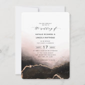 Ethereal Mist Ombre Blush Pink Foil Script Hochzei Einladung (Vorderseite)