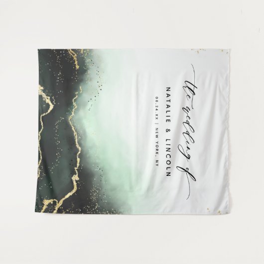 Ethereal Mist Ombre Emerald Foto Stand Hintergrund Wandteppich (Vorderseite (Horizontal))