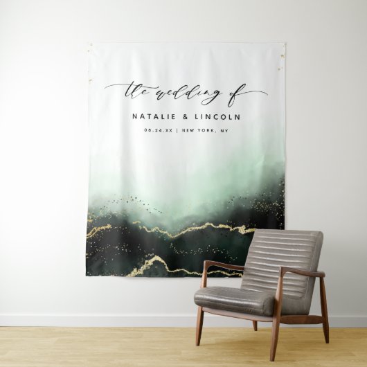 Ethereal Mist Ombre Emerald Foto Stand Hintergrund Wandteppich (Beispiel)