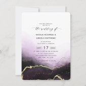 Ethereal Mist Ombre Lila Gold Trendy Wedding Einladung (Vorderseite)