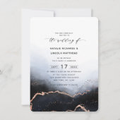 Ethereal Mist Ombre Navy Blue Trendy Wedding Einladung (Vorderseite)