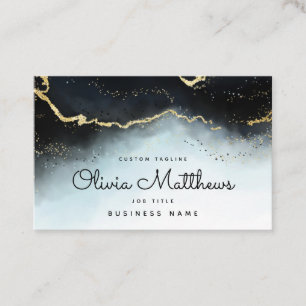 Ethereal Mist Ombre Navy Blue Watercolor Moody Visitenkarte