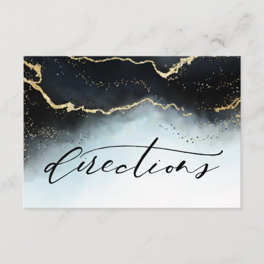 Ethereal Mist Ombre Navy Blue Wedding Richtungen Begleitkarte (Vorderseite)