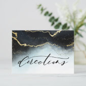 Ethereal Mist Ombre Navy Blue Wedding Richtungen Begleitkarte (Stehend Vorderseite)
