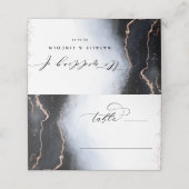 Ethereal Mist Ombre Navy Blue Wedding Tischnummer Platzkarte (Außenseite Aufgefaltet)