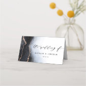 Ethereal Mist Ombre Navy Blue Wedding Tischnummer Platzkarte (Rückseite)