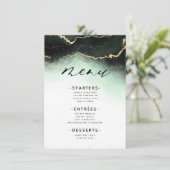 Ethereal Mist Ombre Smarald Green Gilded Dinner Menükarte (Stehend Vorderseite)