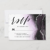 Ethereal Mist Ombre Ultra Violet Moody Wedding RSVP Karte (Vorderseite)