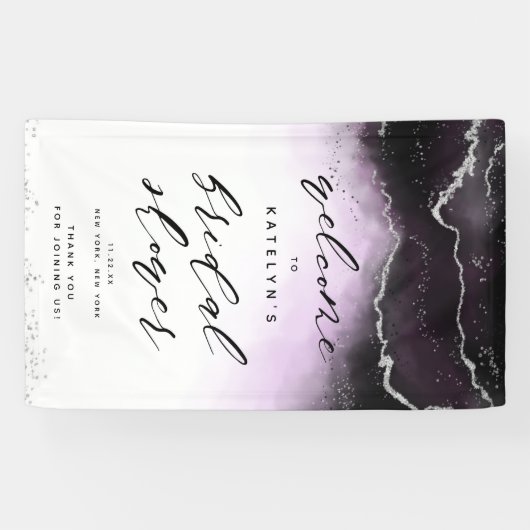 Ethereal Mist Ombre Violet Brautparty Willkommen Banner (Horizontal)