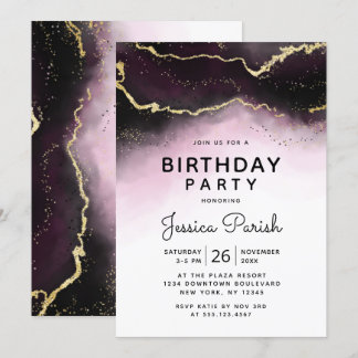 Ethereal Mist Ombre Wein Burgundy Geburtstagsparty Einladung