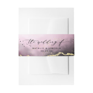 Ethereal Mist Ombre Wein Burgundy Wedding Monogram Einladungsbanderole