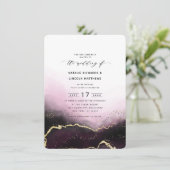 Ethereal Mist Ombre Wein Gold Foil Skript Hochzeit Einladung (Stehend Vorderseite)