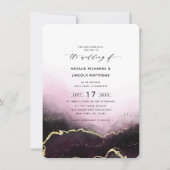 Ethereal Mist Ombre Wein Gold Foil Skript Hochzeit Einladung (Vorderseite)