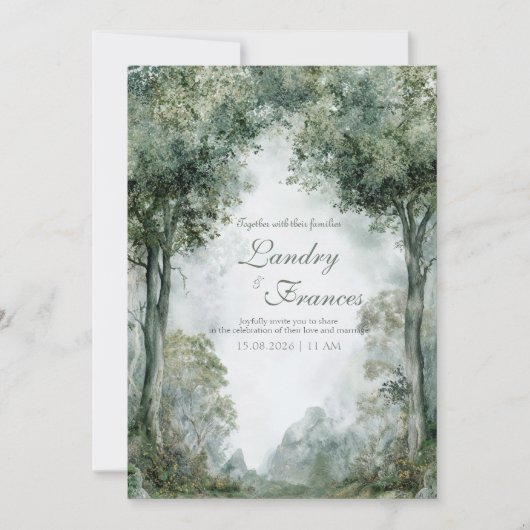 Ethereal Misty Forest Vintag Painting Wedding Einladung (Vorderseite)