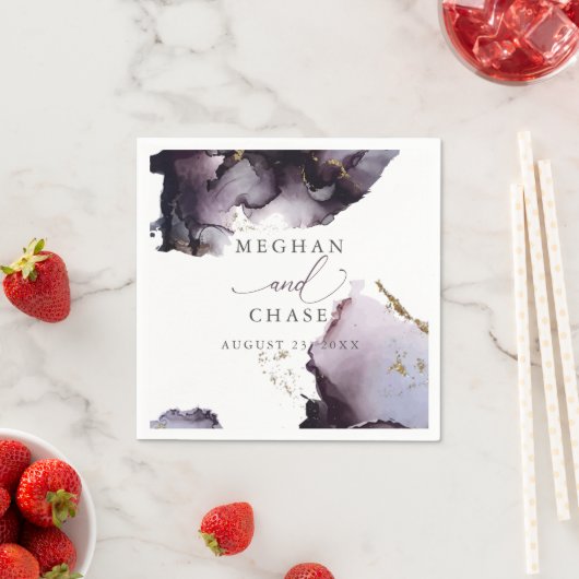 Ethereal Moderner Dusty Pflaume Abstrakt Napkins Serviette (Beispiel)