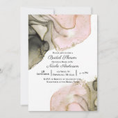 Ethereal Moody Pink Black Gold Inky Brautparty Einladung (Vorderseite)