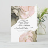Ethereal Moody Pink Black Gold Inky Brautparty Einladung (Stehend Vorderseite)