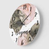 Ethereal Moody Pink Black Gold Inky Fantasy Glam Große Wanduhr (Winkel)