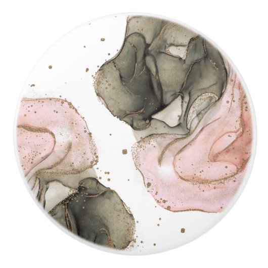 Ethereal Moody Pink Black Gold Inky Fantasy Glam Keramikknauf (Vorderseite)