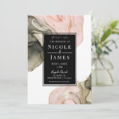 Ethereal Moody Pink Black Gold Inky Hochzeit Einladung (Stehend Vorderseite)