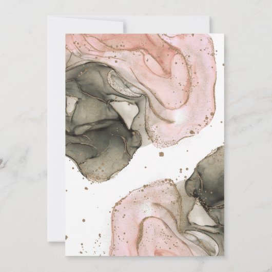 Ethereal Moody Pink Black Gold Inky Hochzeit Einladung (Rückseite)