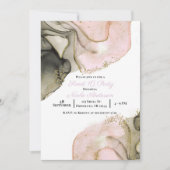 Ethereal Moody Pink Black Gold Inky Sweet 16 Einladung (Vorderseite)