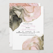 Ethereal Moody Pink Black Gold Inky Sweet 16 Einladung (Vorne/Hinten)