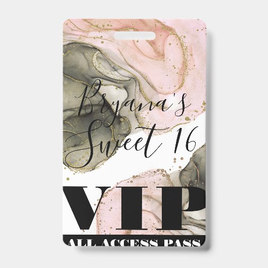 Ethereal Moody Pink Black Gold VIP Party Pass Ausweis (Front)