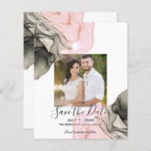 Ethereal Moody Pink Black Inky Save the Date (Vorne/Hinten)