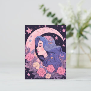 Ethereal Moon Goddess Illustration Postkarte