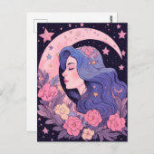 Ethereal Moon Goddess Illustration Postkarte (Vorne/Hinten)