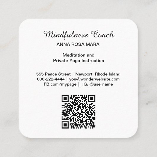 *~* Ethereal Moon Lavender Blume QR Floral AP70 Quadratische Visitenkarte (Rückseite)