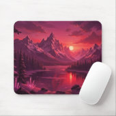 Ethereal Mountain Sunset Mouse Pad - Pink Crystal  Mousepad (Mit Mouse)