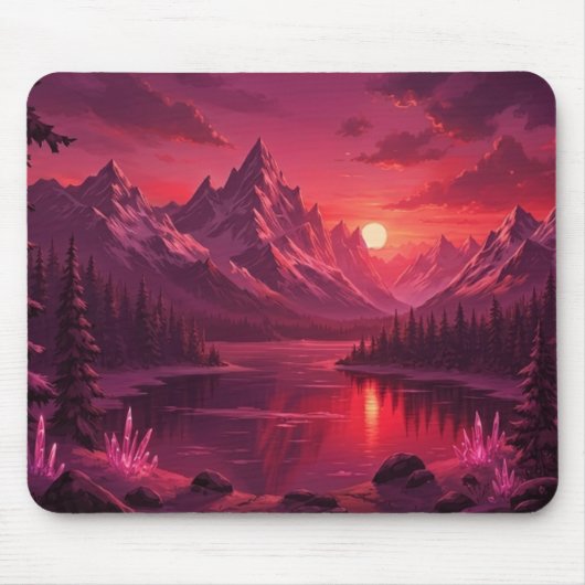 Ethereal Mountain Sunset Mouse Pad - Pink Crystal  Mousepad (Vorne)