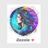 Ethereal Mystical Beautiful Frauen farbenfroh Kuns Aufkleber (Blatt)