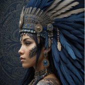 Ethereal Native Girl with headdress Seidenpapier