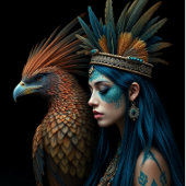 Ethereal Native Girl with pretty bird Seidenpapier