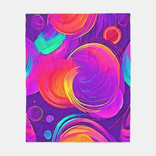 Ethereal Neon: Abstrakte Träume Fleecedecke (Vorderseite)