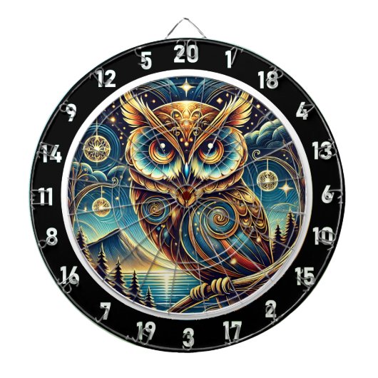 Ethereal Nocturne Owl Dartboard Design Dartscheibe (vorne)