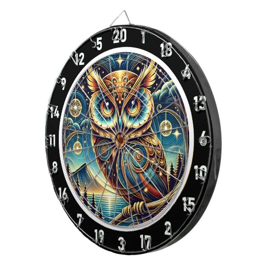 Ethereal Nocturne Owl Dartboard Design Dartscheibe (Vorderseite rechts)