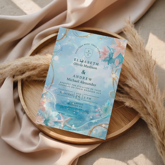 Ethereal Ocean Light Wedding Einladung